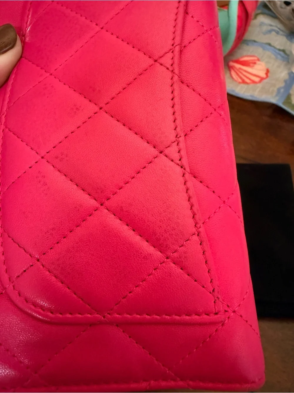 CHANEL Quilted Wallet in Fuchsia Pink with CC Logo